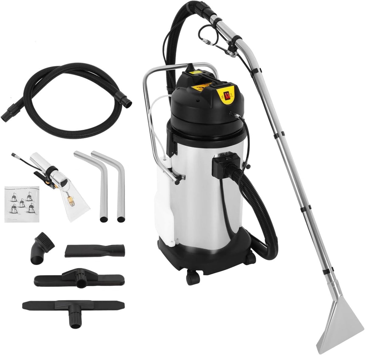 Tapijtreiniger Ersinian Commerciële tapijtreinigingsmachine, draagbare 4-wielige extractiestofzuiger, 3-in-1 multifunctioneel, banken en gordijnen
