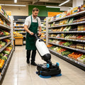 Vloerreinigingsmachine Mini automatische vloerschrobmachine, 43,2 cm reinigingsbreedte, 360 ° roterende kop, op batterijen