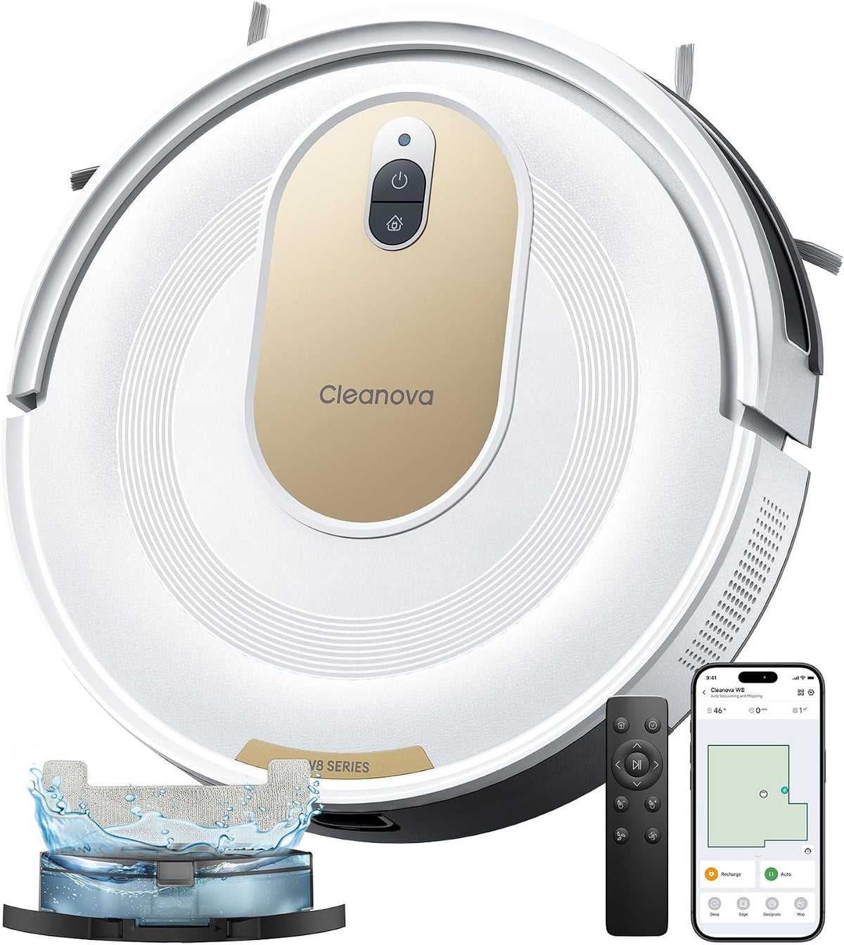 Vexilar Robotstofzuiger W8, 8.000 Pa, 2,5 uur, spraakbediening/app/afstandsbediening, stille stofzuigerrobot, voor vloeren/tapijten