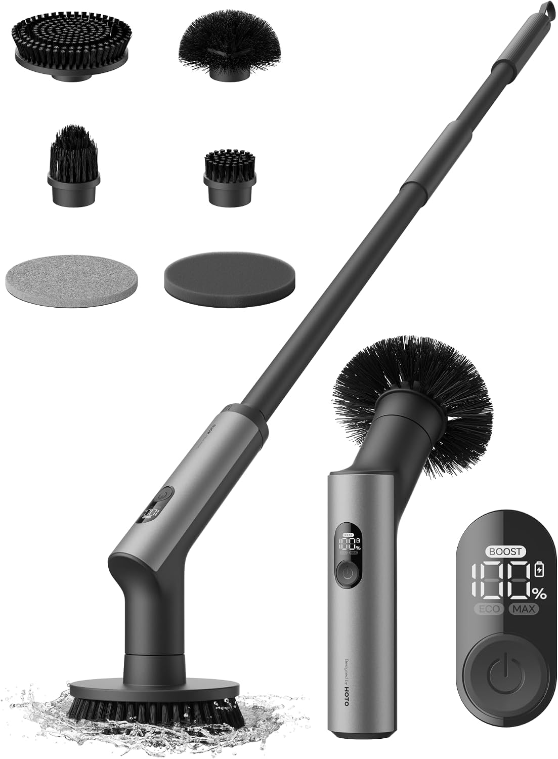Borstels voor schoonmaak badkamer HOTO SwiftTM Blast Draadloze Elektrische Spin Scrubber, Bad Douche Scrubber