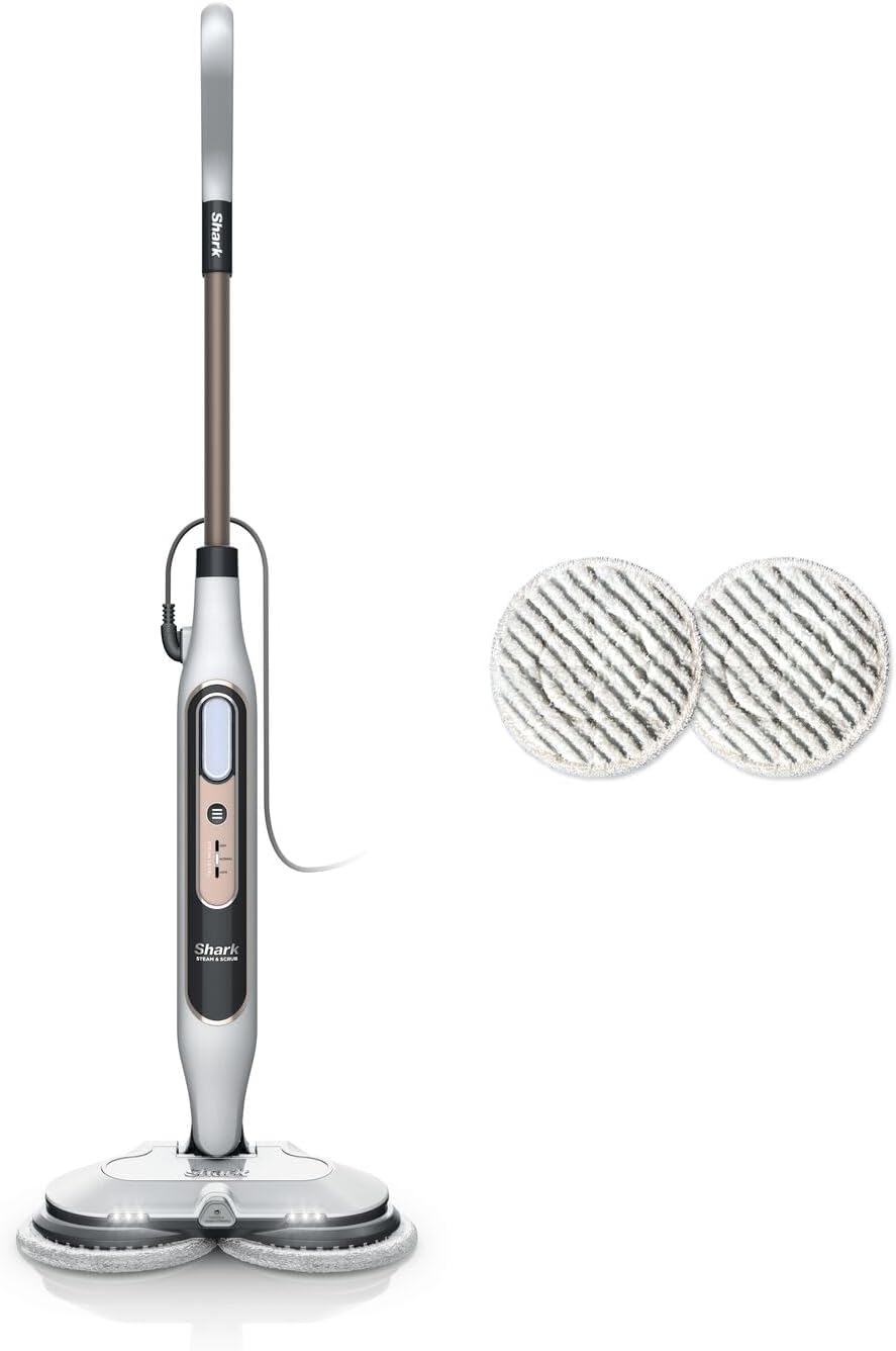 Stoomdweil Shark Stoommop, 2 Roterende Power Pads, 3 Stoominstellingen, Voor gebruik op alle Afgedichte Harde Vloeren S8201EU, met Stoomblaster