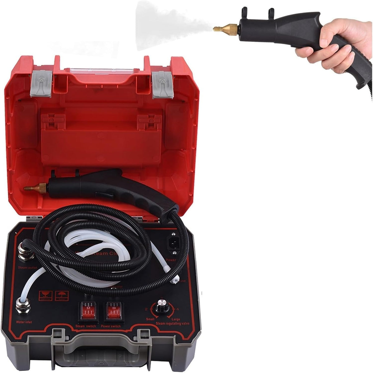 Stoomreiniger Joxlover, afzuigkap 4Bar Intelligente reinigingsmachine Hogedrukpuls, Hoge temperatuur- en drukstoomreiniger, voor vloeren, auto(Rosso)