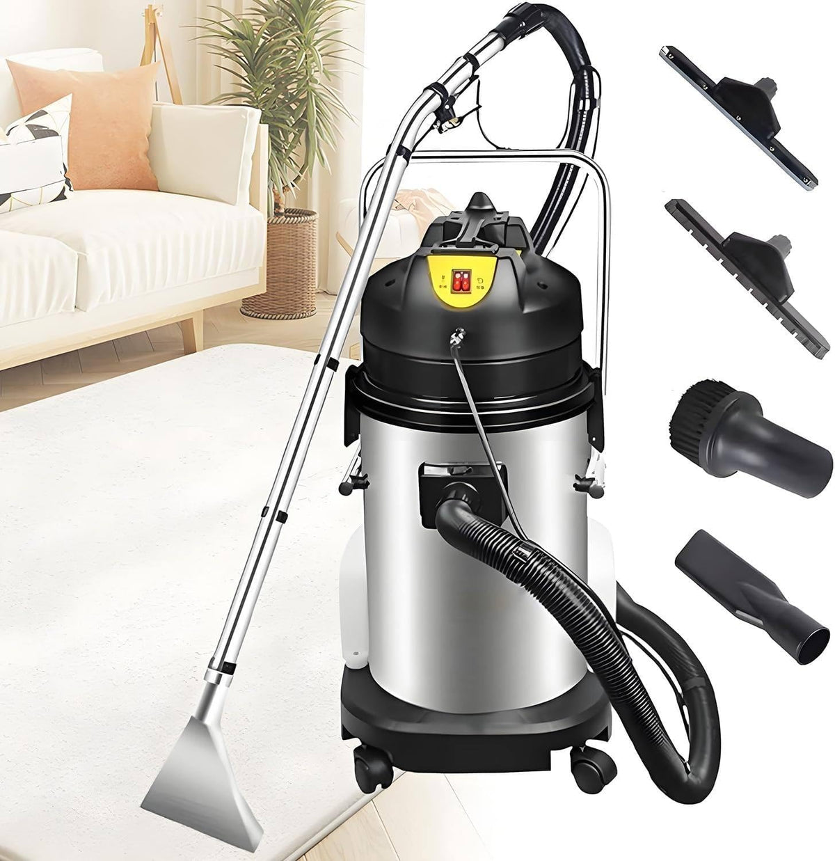 Memykoy Tapijtreiniger Commerciële tapijtreinigingsmachine, voor autodetailing en thuisgebruik 60L, professionele tapijtstofzuiger