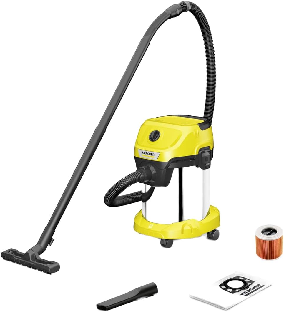 Kärcher Nat- en droogzuiger Karcher WD3 S V-17/4/20, 17 liter reservoir, multifunctionele huishoudelijke reiniging, sterke zuigkracht, geel