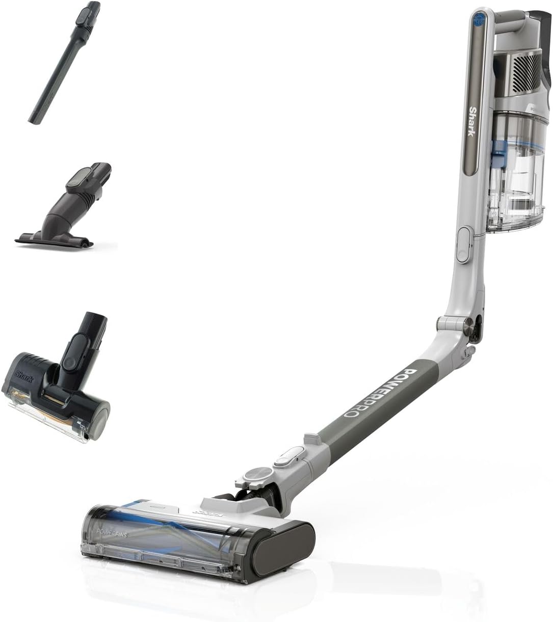 Shark Steelstofzuiger PowerPro Draadloze Stofzuiger, 50 Min Gebruikstijd, Java Metallic IZ380EUT, FloorDetect, Anti, Hair Wrap, Allergen Complete Seal