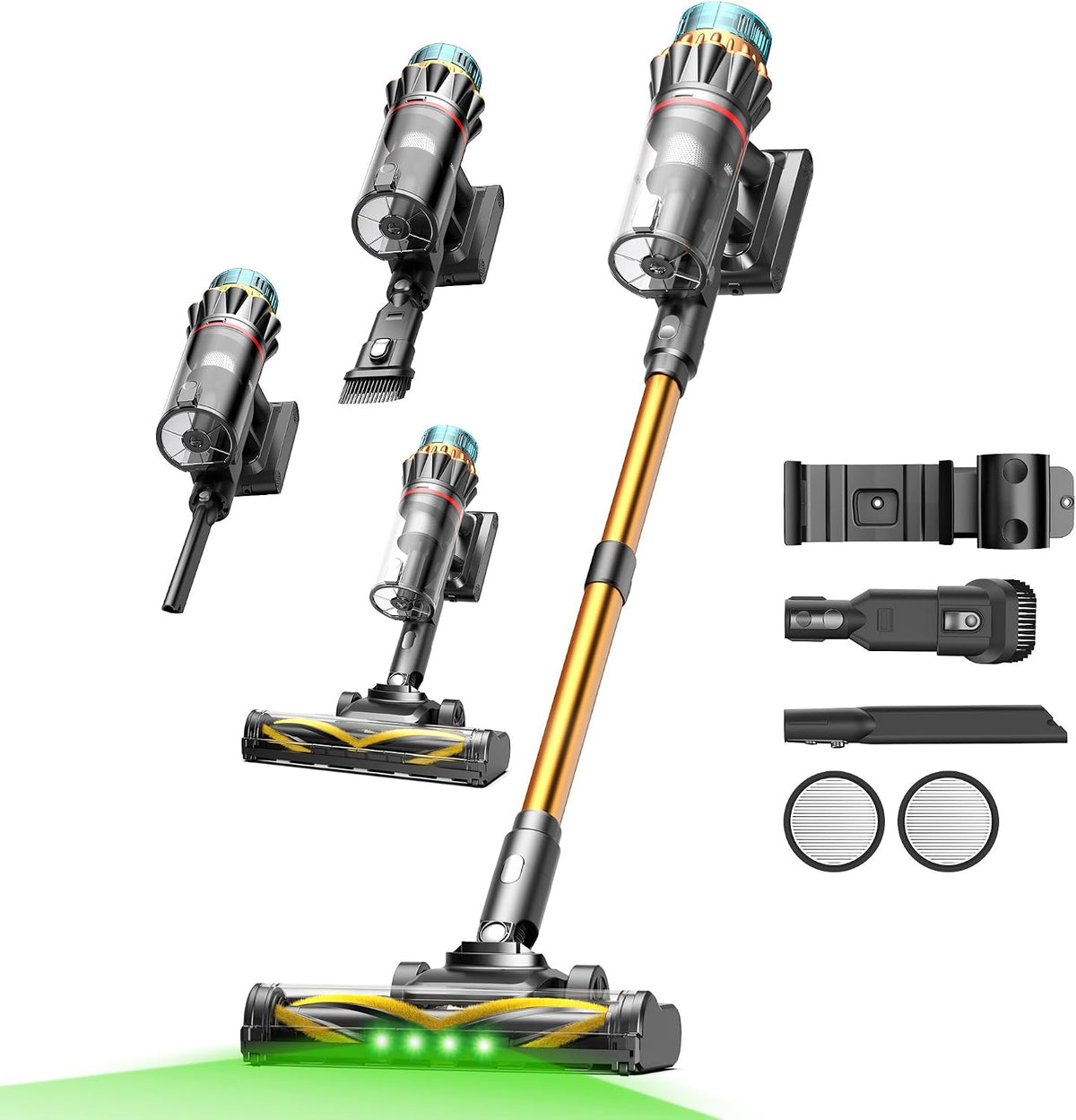 Vexilar Steelstofzuiger V14Pro Draadloze stofzuiger, 60.000 Pa/60 minuten, krachtige elektrische bezem, draadloos, ultralicht, klitvrij