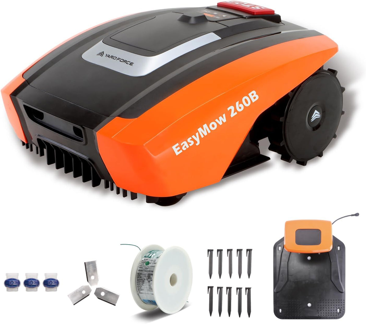 Robotmaaier Yard Force EasyMow 260B, 30% helling en 20 V/2,0 Ah lithium-ion-accu, tot 260 m2, bediening via Bluetooth en app, zwart/oranje