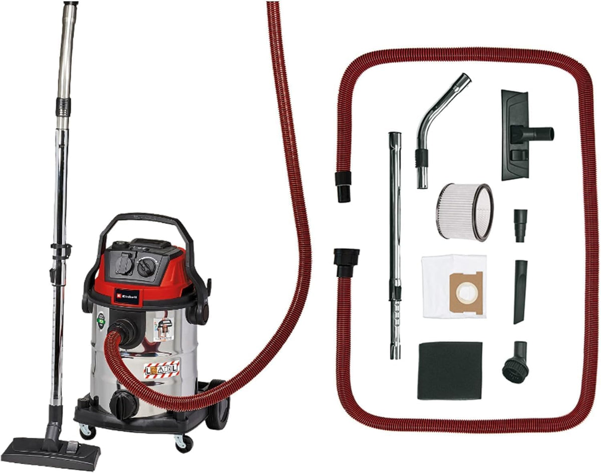 Einhell Nat- en droogzuiger TE, VC 2025 Nat- en droogzuiger SACL (1200 W, met MAK-waarden > 1 mg/m3, 25 L, stofklasse L, voor poeder, filterreiniging