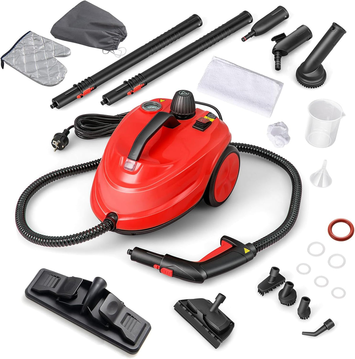Stoomreiniger Fantask 2000W, opwarmtijd: 8 min. (rood), stoomdruk: max. 5 bar, incl. 13 accessoires & 5 m lange stroomkabel, temperatuur tot 160 °C